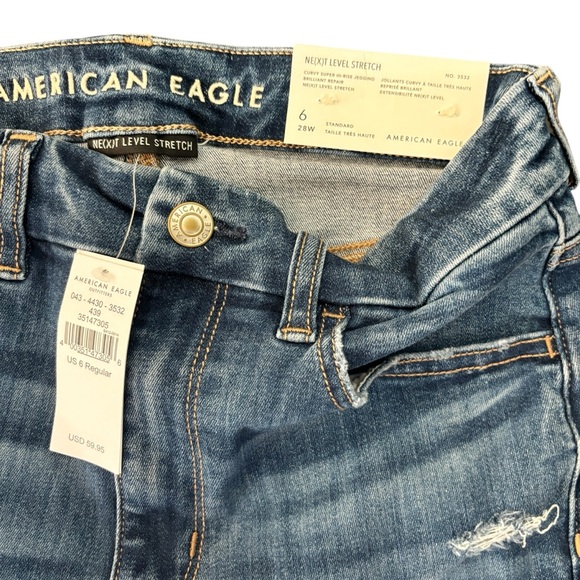 American Eagle Curvy Super Hi-rise Jegging stretch covered holes Dark Wash - Picture 6 of 10